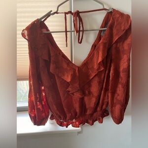 Anthropologie red long sleeve top